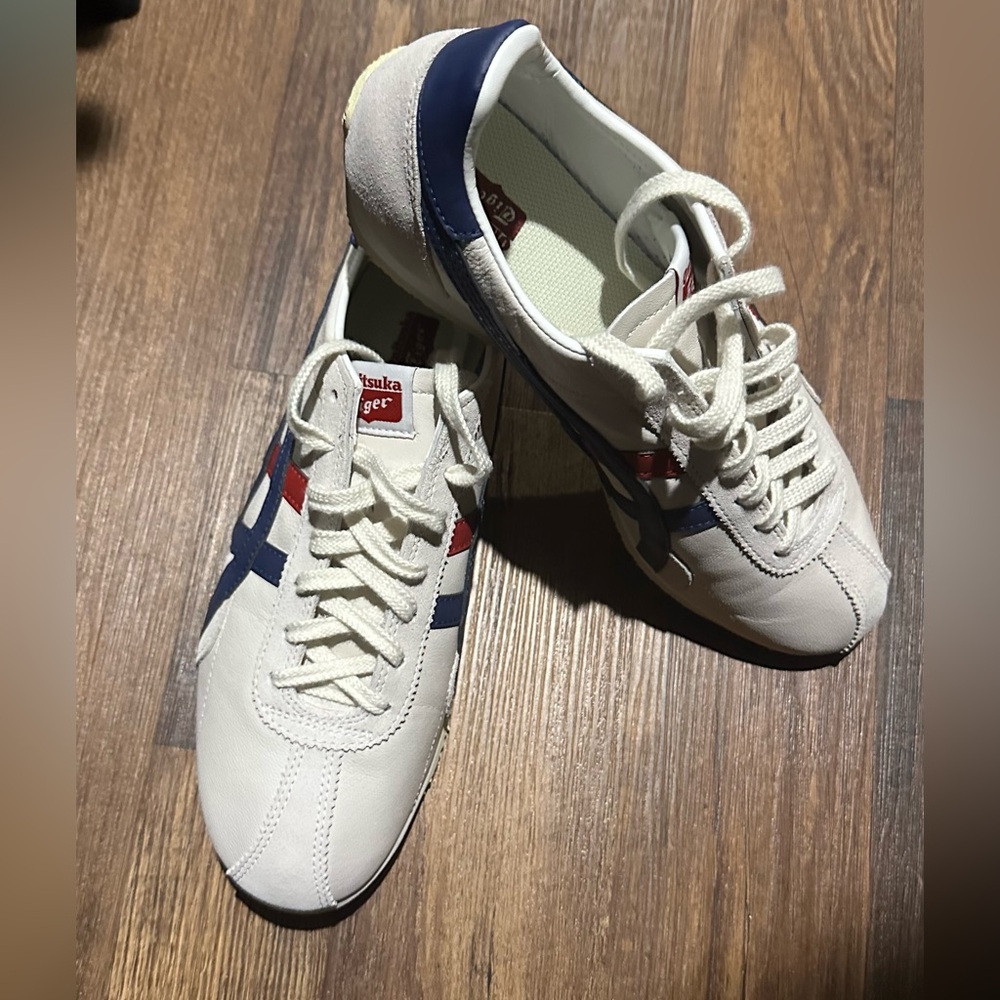 Onitsuka Tiger by Asics Men's White, Blue, and Red Sneakers